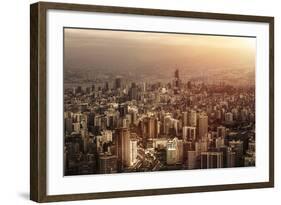 Aerial View of Beautiful Cityscape on Sunset, Arabic Architecture, down Town, Middle East, Lebanon,-Anna Omelchenko-Framed Photographic Print