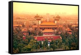 Aerial View of Beijing with Historical Architecture, China.-Songquan Deng-Framed Stretched Canvas