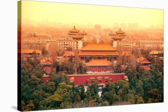 Aerial View of Beijing with Historical Architecture, China.-Songquan Deng-Stretched Canvas