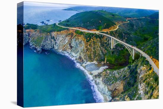 Aerial view of Bixby Creek Bridge at Pacific Coast, Big Sur, California, USA-null-Stretched Canvas