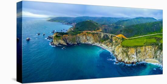 Aerial view of Bixby Creek Bridge at Pacific Coast, Big Sur, California, USA-null-Stretched Canvas