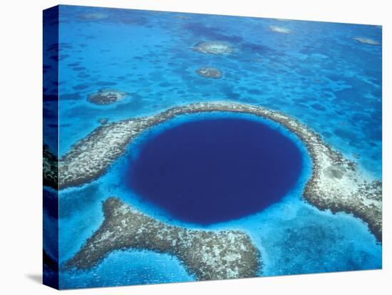Aerial View of Blue Hole at Lighthouse Reef, Belize-Greg Johnston-Stretched Canvas