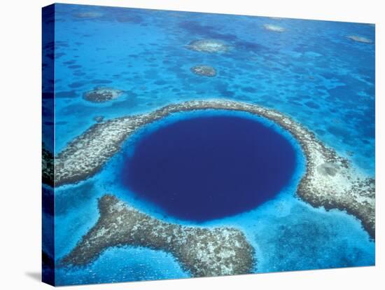 Aerial View of Blue Hole at Lighthouse Reef, Belize-Greg Johnston-Stretched Canvas