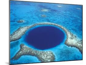 Aerial View of Blue Hole at Lighthouse Reef, Belize-Greg Johnston-Mounted Premium Photographic Print