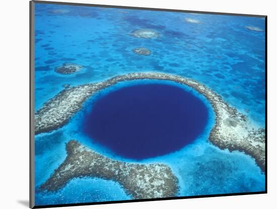 Aerial View of Blue Hole at Lighthouse Reef, Belize-Greg Johnston-Mounted Photographic Print