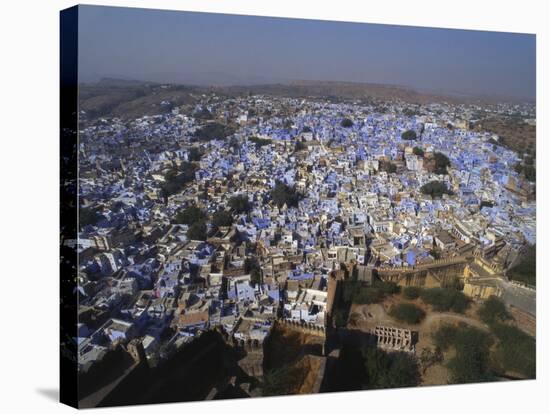 Aerial View of Blue Houses for the Bhrahman, Jodhpur, Rajasthan, India-Robert Harding-Stretched Canvas