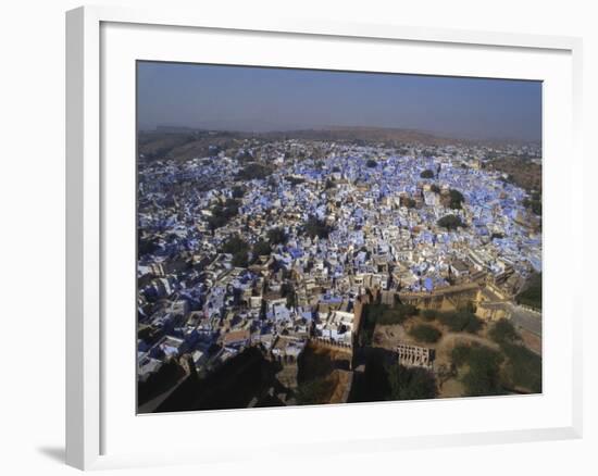 Aerial View of Blue Houses for the Bhrahman, Jodhpur, Rajasthan, India-Robert Harding-Framed Photographic Print