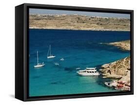 Aerial View of Blue Lagoon, Comino Island, Malta, Mediterranean, Europe-Tondini Nico-Framed Stretched Canvas