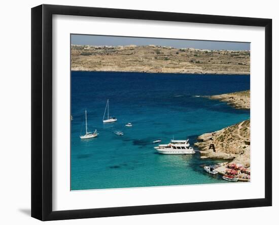 Aerial View of Blue Lagoon, Comino Island, Malta, Mediterranean, Europe-Tondini Nico-Framed Photographic Print