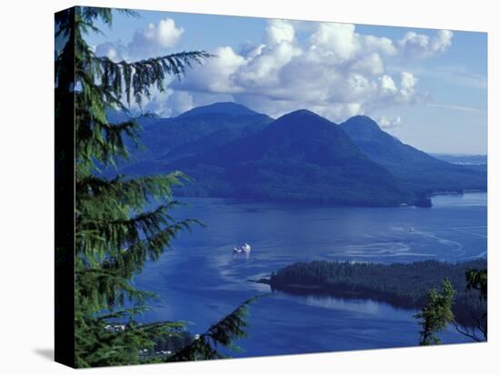 Aerial View of Boat and Annette Island near Ketchikan, Inside Passage, Alaska, USA-Howie Garber-Stretched Canvas