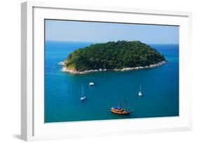 Aerial View of Boat near Phuket Island, Southern of Thailand-lkunl-Framed Photographic Print