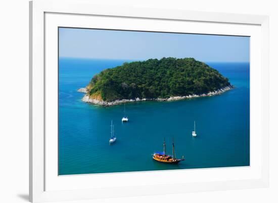 Aerial View of Boat near Phuket Island, Southern of Thailand-lkunl-Framed Photographic Print