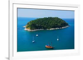 Aerial View of Boat near Phuket Island, Southern of Thailand-lkunl-Framed Photographic Print