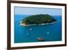 Aerial View of Boat near Phuket Island, Southern of Thailand-lkunl-Framed Photographic Print