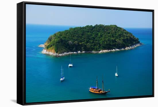 Aerial View of Boat near Phuket Island, Southern of Thailand-lkunl-Framed Stretched Canvas