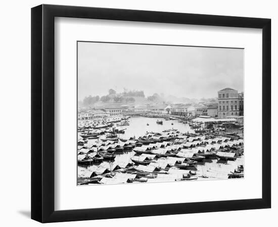 Aerial View of Boat Quai of Singapore-null-Framed Photographic Print