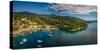 Aerial view of boats in the harbour at Ika, Ika, Kvarner Bay, Eastern Istria, Croatia-Frank Fell-Stretched Canvas