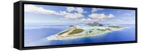 Aerial View of Bora Bora Island with Airstrip Visible, French Polynesia-Matteo Colombo-Framed Stretched Canvas