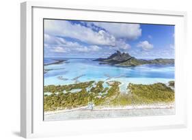 Aerial View of Bora Bora Island with St Regis and Four Seasons Resorts, French Polynesia-Matteo Colombo-Framed Photographic Print