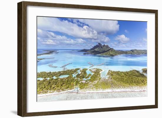 Aerial View of Bora Bora Island with St Regis and Four Seasons Resorts, French Polynesia-Matteo Colombo-Framed Photographic Print