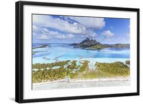 Aerial View of Bora Bora Island with St Regis and Four Seasons Resorts, French Polynesia-Matteo Colombo-Framed Photographic Print