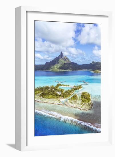 Aerial View of Bora Bora Island with St Regis and Four Seasons Resorts, French Polynesia-Matteo Colombo-Framed Photographic Print