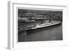 Aerial View of Bremen Harbour, Germany, and the Liner 'Europa, from a Zeppelin, C1931-null-Framed Giclee Print