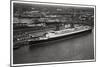 Aerial View of Bremen Harbour, Germany, and the Liner 'Europa, from a Zeppelin, C1931-null-Mounted Giclee Print