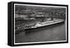 Aerial View of Bremen Harbour, Germany, and the Liner 'Europa, from a Zeppelin, C1931-null-Framed Stretched Canvas