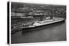 Aerial View of Bremen Harbour, Germany, and the Liner 'Europa, from a Zeppelin, C1931-null-Stretched Canvas