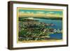 Aerial view of Bremerton and Bremerton Navy Yard - Bremerton, WA-Lantern Press-Framed Art Print