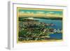 Aerial view of Bremerton and Bremerton Navy Yard - Bremerton, WA-Lantern Press-Framed Art Print