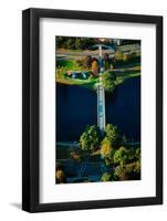 Aerial View of bridge across Charles River, Boston, MA-null-Framed Premium Photographic Print