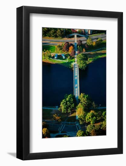 Aerial View of bridge across Charles River, Boston, MA-null-Framed Premium Photographic Print