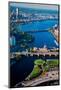 Aerial View of bridges crossing Charles River, looking east toward Cambridge from Boston, MA-null-Mounted Photographic Print