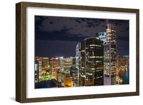 Aerial view of Brisbane city after dark, Brisbane, Queensland, Australia, Pacific-Andrew Michael-Framed Photographic Print