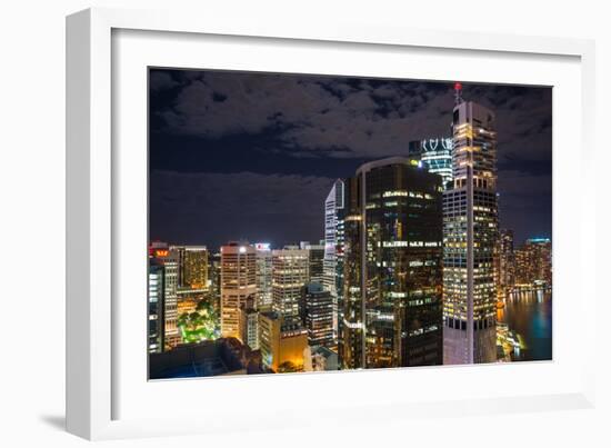 Aerial view of Brisbane city after dark, Brisbane, Queensland, Australia, Pacific-Andrew Michael-Framed Photographic Print