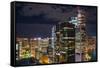 Aerial view of Brisbane city after dark, Brisbane, Queensland, Australia, Pacific-Andrew Michael-Framed Stretched Canvas