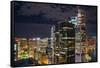 Aerial view of Brisbane city after dark, Brisbane, Queensland, Australia, Pacific-Andrew Michael-Framed Stretched Canvas