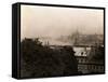 Aerial View of Budapest Along Danube River-null-Framed Stretched Canvas