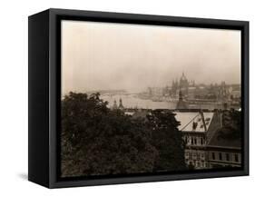 Aerial View of Budapest Along Danube River-null-Framed Stretched Canvas