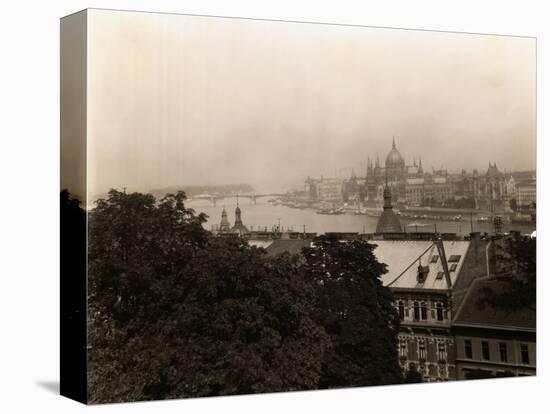 Aerial View of Budapest Along Danube River-null-Stretched Canvas