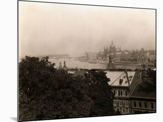 Aerial View of Budapest Along Danube River-null-Mounted Photographic Print