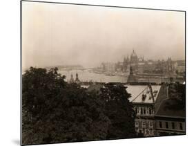 Aerial View of Budapest Along Danube River-null-Mounted Photographic Print