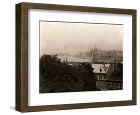 Aerial View of Budapest Along Danube River-null-Framed Photographic Print