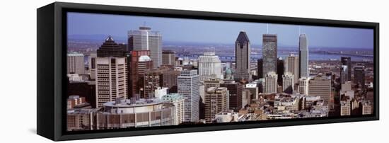 Aerial View of Buildings in a City, Montreal, Quebec, Canada-null-Framed Stretched Canvas
