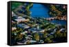 AERIAL VIEW of Cambridge and Anderson Memorial Bridge leading to Weld Boathouse, Harvard on Char...-null-Framed Stretched Canvas