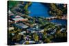 AERIAL VIEW of Cambridge and Anderson Memorial Bridge leading to Weld Boathouse, Harvard on Char...-null-Stretched Canvas