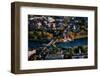 AERIAL VIEW of Cambridge and Anderson Memorial Bridge leading to Weld Boathouse, Harvard on Char...-null-Framed Photographic Print