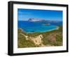 Aerial view of Capo Coda Cavallo and Isola Di Tavolara in the background, Olbia, Sardinia-Frank Fell-Framed Photographic Print